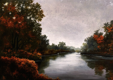 Peinture intitulée "Morning mist" par Oleg Baulin, Œuvre d'art originale, Huile