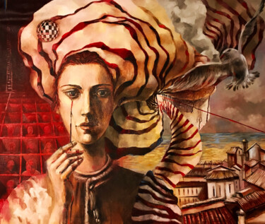 Ζωγραφική με τίτλο "«Orwell1984»2022»" από Helga Balaban, Αυθεντικά έργα τέχνης, Λάδι