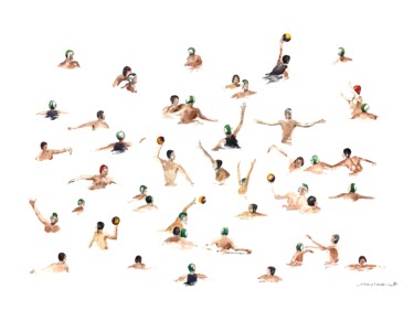 Water Polo 绘画 标题为“Water Polo” 由Bogdan Shiptenko, 原创艺术品, 水彩