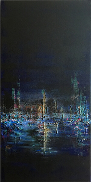 Peinture intitulée "Une nuit en mer" par Muller Odette, Œuvre d'art originale, Acrylique