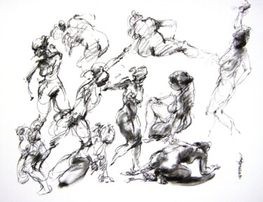Dessin intitulée "fusain 50/65 2011 1…" par Christian Rolland, Œuvre d'art originale, Fusain