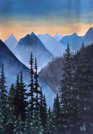 In the mountains Painting titled "In the mountains" by Elena Galeeva, Original Artwork, Acrylic