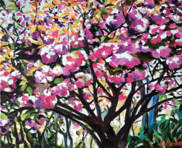 Peinture intitulée "Le printemps au parc" par Pascal Brachet, Œuvre d'art originale, Huile