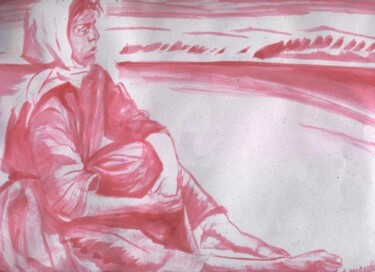 Desenho intitulada "À espera da onda" por Damenós, Obras de arte originais