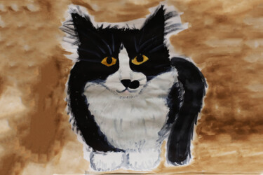 Рисунок под названием "cat Lokki" - Annashori, Подлинное произведение искусства, Гуашь