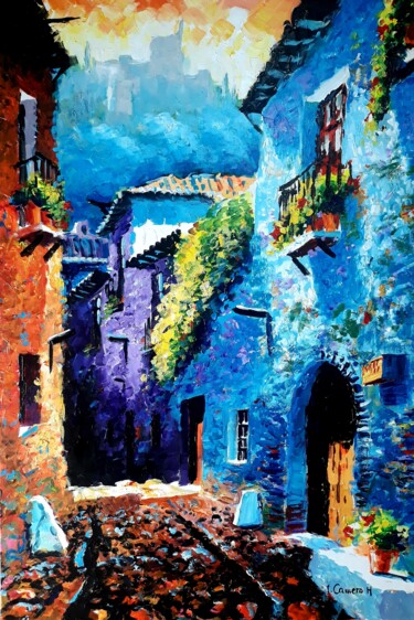 Peinture intitulée "Calle Tipica de Gra…" par Jose Camero Hernandez, Œuvre d'art originale, Acrylique