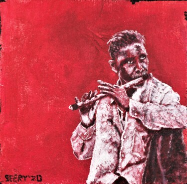 제목이 "Red Flute"인 미술작품 Timothy Seery로, 원작, 아크릴 목재 패널에 장착됨