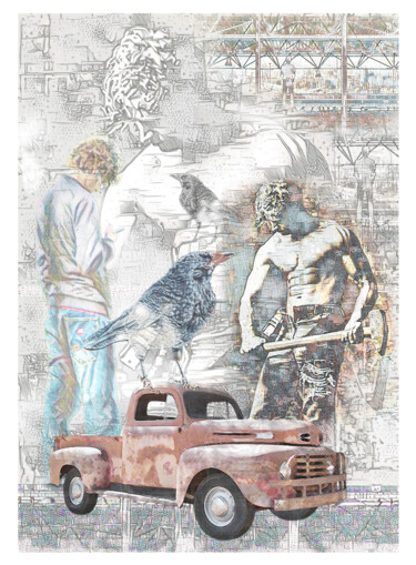 数字艺术 标题为“Man Worker” 由Pia Valentin Sørensen, 原创艺术品, 数字油画