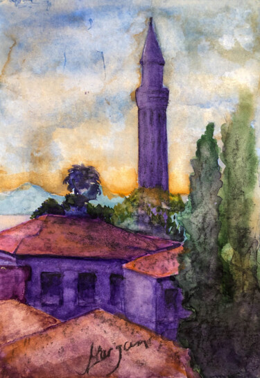 Peinture intitulée "Through the streets…" par Cornelia Margan, Œuvre d'art originale, Aquarelle