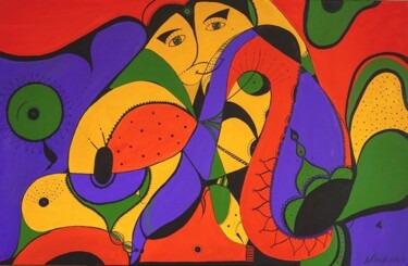 Painting titled "L' espace des possi…" by Marie-Lyne Noguera, Original Artwork, Acrylic Mounted on Wood Stretcher frame