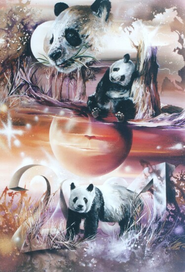 "MONDE DE PANDAS" 绘画 标题为“"MONDE DE PANDAS"” 由Thierry Mordant, 原创艺术品, 丙烯