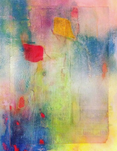 Collages intitulée "Bulles rouges" par Any, Œuvre d'art originale, Acrylique