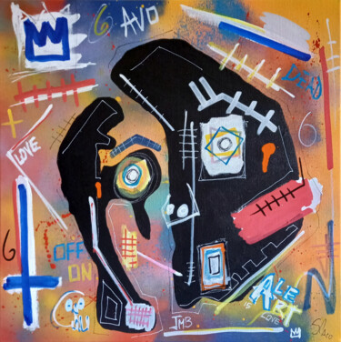 Painting titled "SPACO Skull pink, 2…" by Spaco, Original Artwork, Acrylic Mounted on Wood Stretcher frame