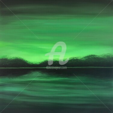 Painting titled "«Alps mountains» Gr…" by Nataliia Krykun, Original Artwork, Acrylic Mounted on Wood Stretcher frame