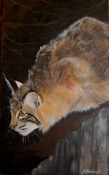 Painting titled "lynx - peinture sur…" by Patricia Giroldini Hyvernat, Original Artwork, Acrylic