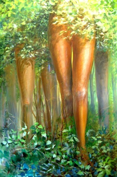 ARBRES VIVANTS EN JAMBES Peints au PNR Vexin-Français Painting titled "ARBRES VIVANTS EN J…" by Applestrophe, Original Artwork, Acrylic