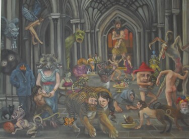 Картина под названием "The Monsters Held a…" - Douglas Manry, Подлинное произведение искусства, Масло