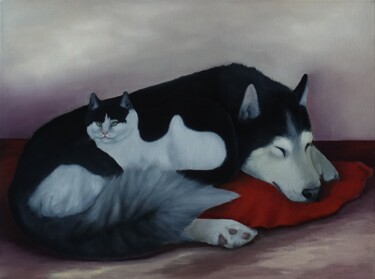 Painting titled "Friends" by Kvantaliani, Original Artwork, Oil