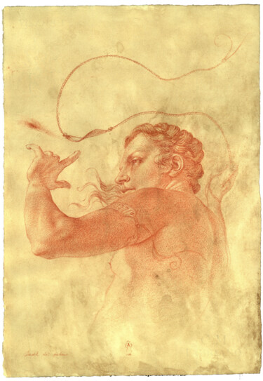 Tekening getiteld "David dei padri" door Gustavo Palumbo (Jervé), Origineel Kunstwerk, Pastel