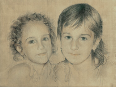 Tekening getiteld "Micaela e Petra" door Gustavo Palumbo (Jervé), Origineel Kunstwerk, Pastel