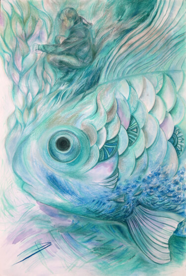 绘画 标题为“Point. A fish swimm…” 由Lyudmila Chupina, 原创艺术品, 粉彩