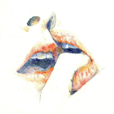le baiser Σχέδιο με τίτλο "le baiser" από Emily Coubard (Mil.), Αυθεντικά έργα τέχνης, Μολύβι