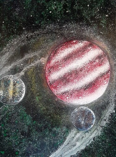图画 标题为“Planète rouge avec…” 由Iakim, 原创艺术品, 丙烯 安装在木质担架架上