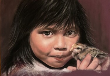 Drawing titled ""Complicité", d'apr…" by Fam, Original Artwork, Pastel