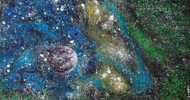 Drawing titled "Planète seule" by Iakim, Original Artwork, Acrylic Mounted on Wood Stretcher frame
