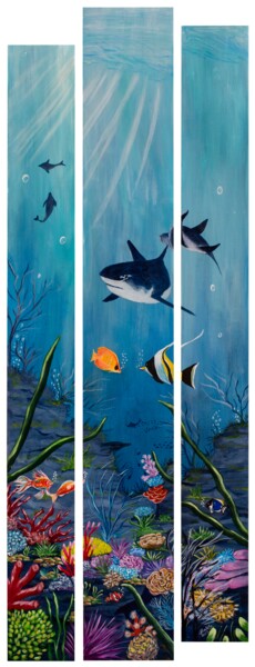 Peinture intitulée "Fond marin" par Nataly Art, Œuvre d'art originale, Acrylique