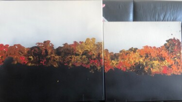 Peinture intitulée "Diptyque noir et ro…" par Siga, Œuvre d'art originale, Acrylique Monté sur Châssis en bois