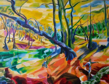 Peinture intitulée "Parc Josaphat 4" par Marc Declercq, Œuvre d'art originale, Huile