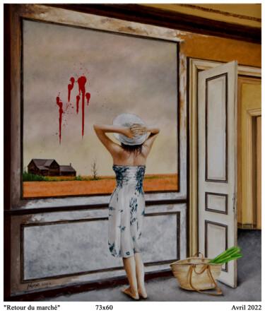 Peinture intitulée "Retour du marché" par Plumerand Frédéric, Œuvre d'art originale, Huile Monté sur artwork_cat.