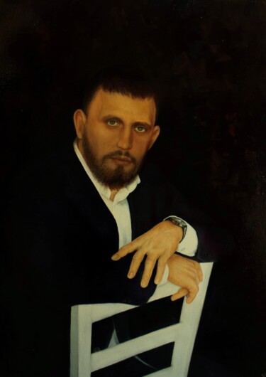 绘画 标题为“Портрет Владимира С.” 由Валерий Семенихин, 原创艺术品, 油 安装在木质担架架上