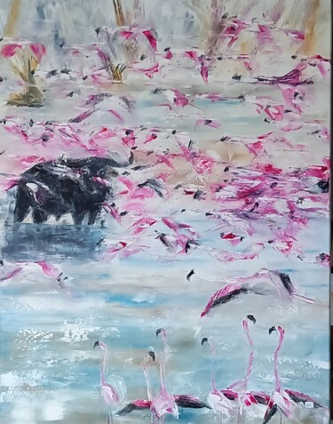 绘画 标题为“296 Flamants roses” 由Gilles Janson, 原创艺术品, 油