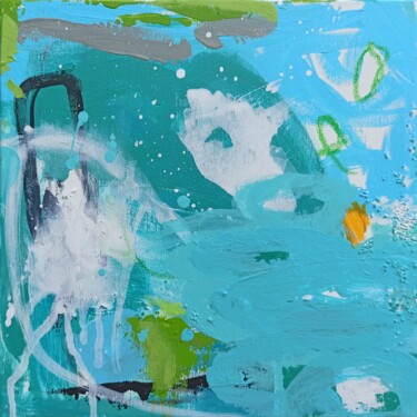 Lovely Dream abstraction happy vibrant blue green water seas Painting titled "Lovely Dream abstra…" by Tetiana Mokrik, Original Artwork, Acrylic