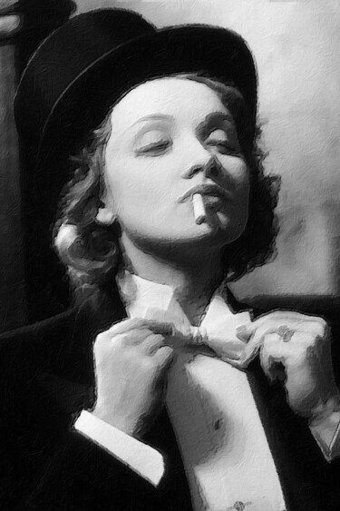 Marlene Dietrich 绘画 标题为“Marlene Dietrich” 由Tony Rubino, 原创艺术品, 丙烯 安装在木质担架架上