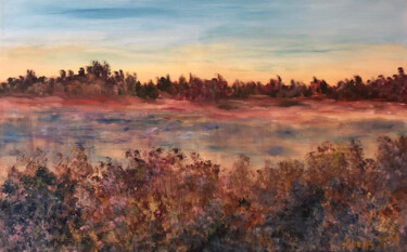 Картина под названием "Spring sunset. Apri…" - Anna Shkuratova, Подлинное произведение искусства, Масло