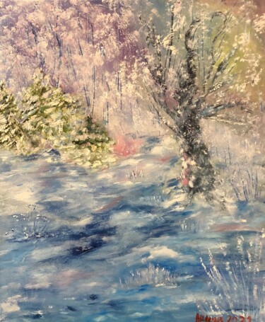 Картина под названием "Winter day" - Anna Shkuratova, Подлинное произведение искусства, Масло