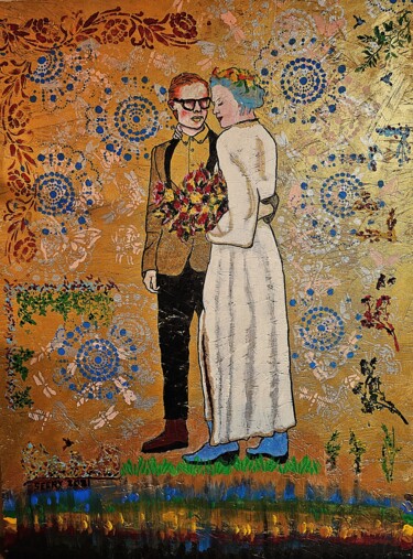 绘画 标题为“Metallic Couple” 由Timothy Seery, 原创艺术品, 丙烯 安装在木板上