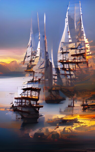 SAILING SHIPS 2 Arte digitale intitolato "SAILING SHIPS 2" da Mahesh Tolani, Opera d'arte originale, Pittura digitale