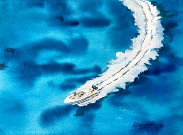 绘画 标题为“"Wave Time!" Speed…” 由Elena Tuncer, 原创艺术品, 水彩