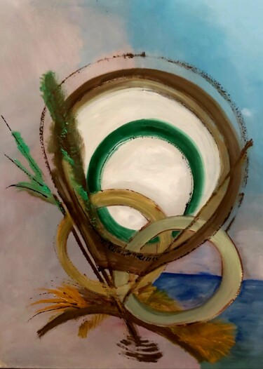 【F6号】フロランタン 油絵 oil painting 原画 白鳥 ブルー 青 Decorative Art painting