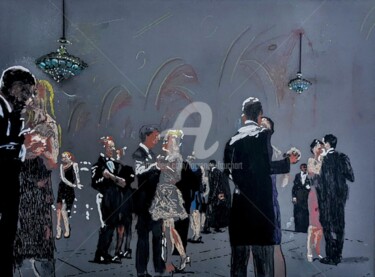 Painting titled "Salle de bal" by Laurence Fauchart, Original Artwork, Marker Mounted on Other rigid panel