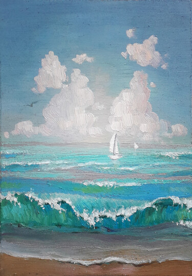 "In the blue sea fog" başlıklı Tablo Vitaliy Ustimenko tarafından, Orijinal sanat, Petrol