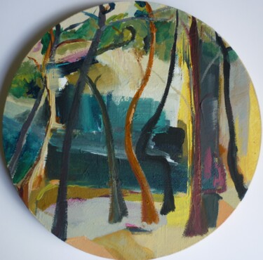 Peinture intitulée "La pinède" par Christelle Veron Cherbonnier, Œuvre d'art originale, Acrylique Monté sur Châssis en bois