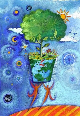 Peinture intitulée "LA TERRE" par Catherine Suchocka, Œuvre d'art originale
