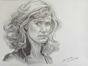 Portrait de l'actrice Miou-Miou réalisé aux crayons 图画 标题为“Portrait de l'actri…” 由Gilles Staub (LeCrayonAgile), 原创艺术品, 铅笔