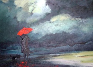 Peinture intitulée "PROMENADE SOUS LA P…" par Catherine Suchocka, Œuvre d'art originale, Huile