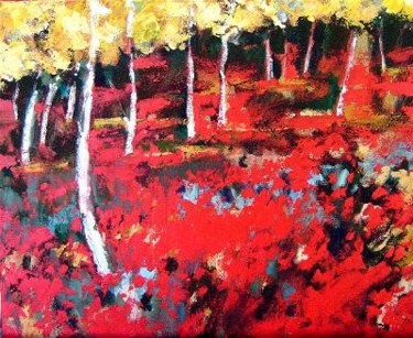 Peinture intitulée "LA FORET ROUGE" par Catherine Suchocka, Œuvre d'art originale, Huile